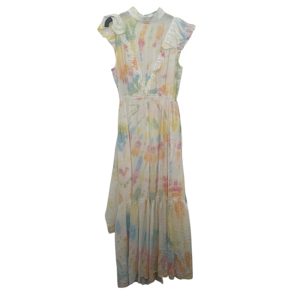 Young Fabulous & Broke Cruz Open Back Ruffle Maxi Dress Papaya Summer of Love S - Picture 1 of 8